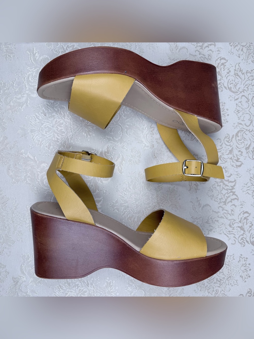 Me Too Platform Wedge Sandals in Mustard Yellow - 9, Whisper